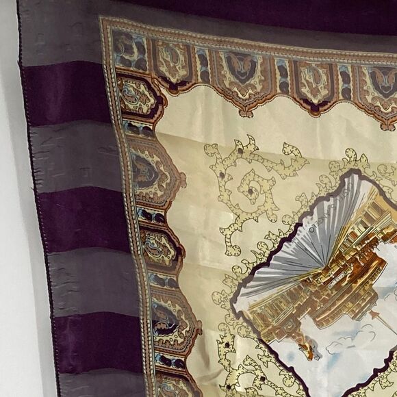 Purple and Gold 9 Scenes of Italy Scarf 40Sq - Picture 7 of 7